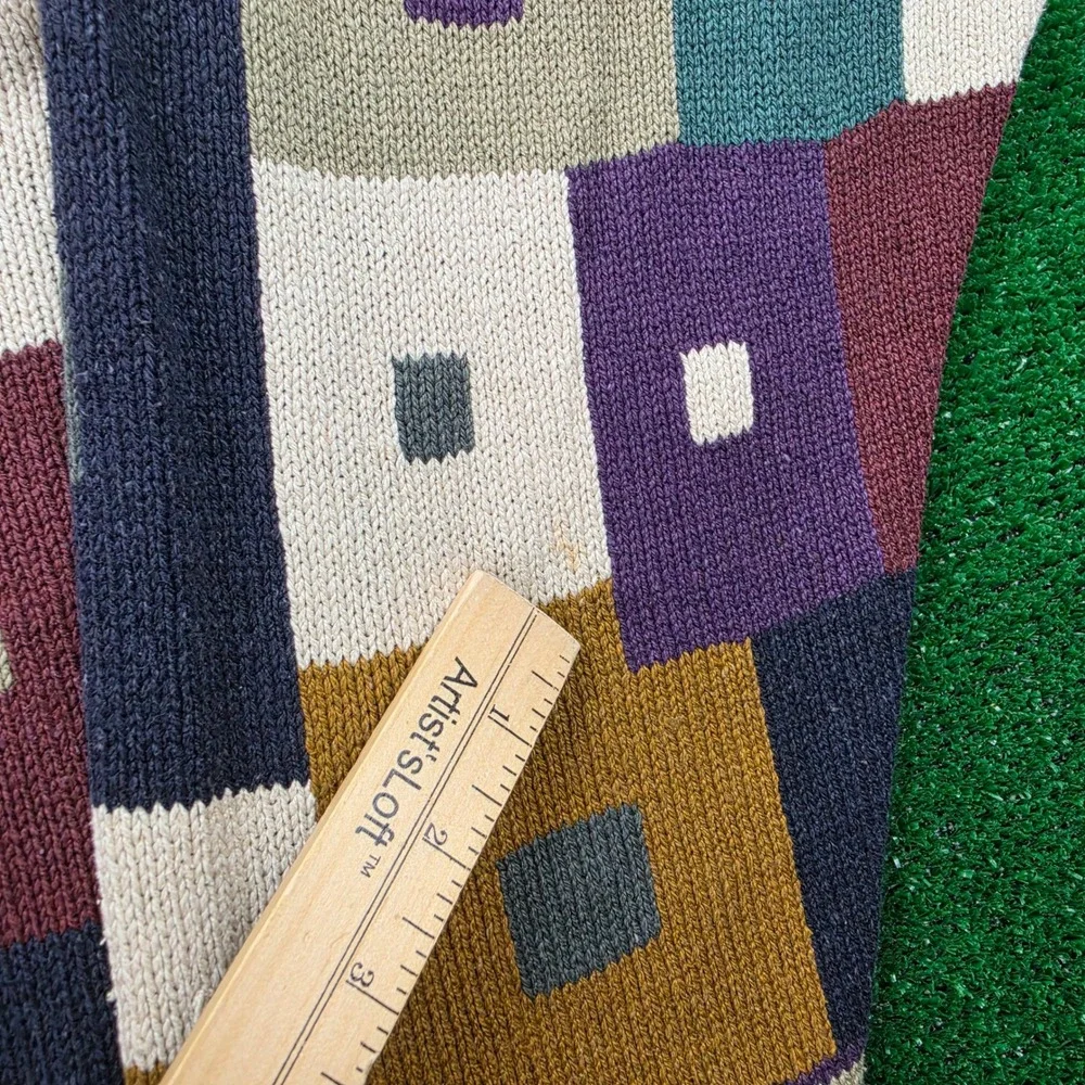Vintage Bachrach Sweater Mens XXL Silk Cotton Geometric Abstract Art Knit - Picture 4 of 9
